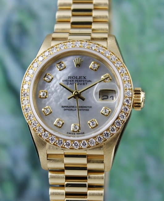 (image for) 100% ORIGINAL ROLEX LADY SIZE 18K YELLOW GOLD OYSTER PERPETUAL DATEJUST - 79138
